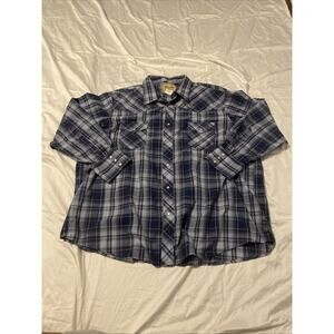 Wrangler Western Shirt Men 3X Blue Plaid Pearl Snap midnight plaid two Pockets